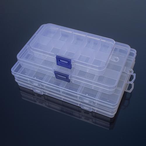 固定分隔收纳盒透明pp塑料首饰串珠米珠diy盒子电子元件小物件盒